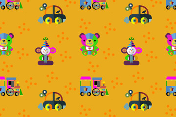 Seamless pattern. Children toys. Background. Illustration. Flyer background design, advertising background, fabric, clothes, texture, textile pattern