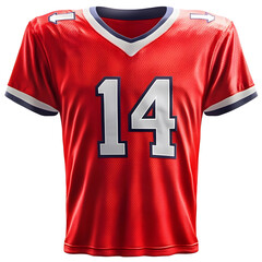 American Football Jersey, red color isolated background.