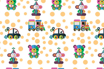 Seamless pattern. Children toys. Background. Illustration. Flyer background design, advertising background, fabric, clothes, texture, textile pattern