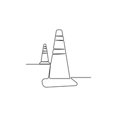 Simple traffic cones concept line art icon. Vector illustration.