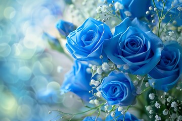 blue roses, Blue rose bouquet amidst a colorful and romantic garden setting, Best of Flower, Backgrounds & Textures.

