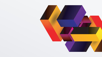 Sleek abstract design featuring isometric 3D blocks in a clean, modern composition. Perfect for tech-inspired themes, with vibrant colors and geometric precision