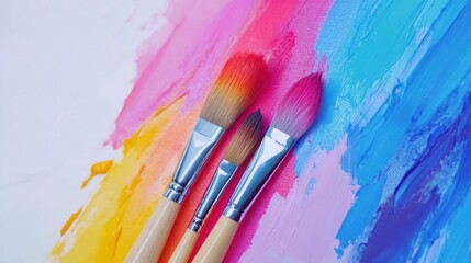 Obraz premium Paintbrushes on colorful palette.