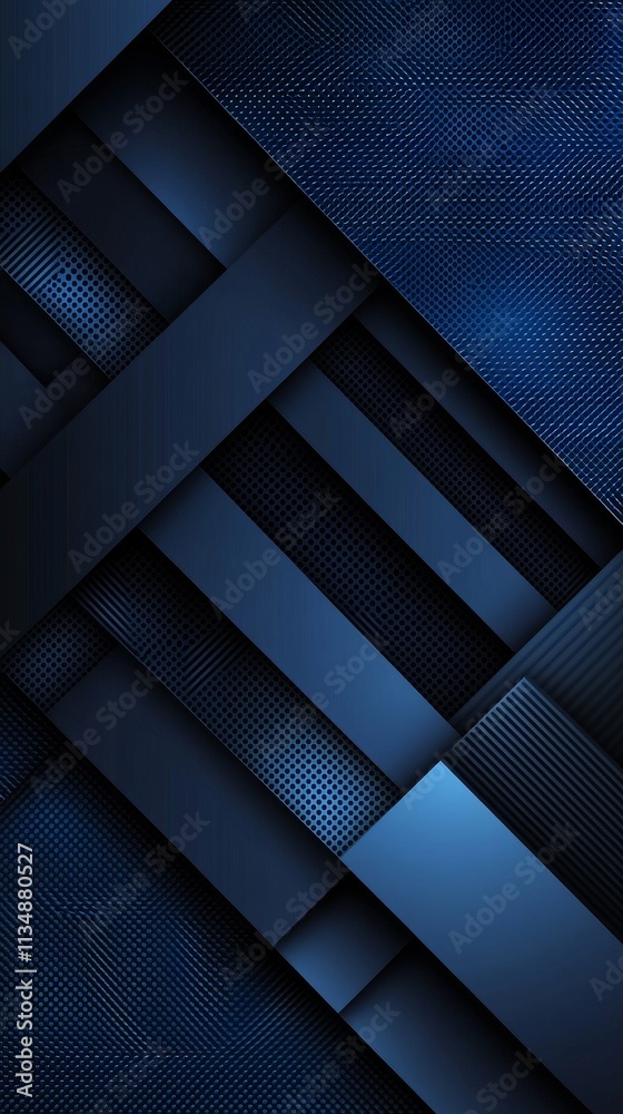 Poster exploring an intricate tapestry of deep blue textures showcasing layered patterns and dynamic shadow