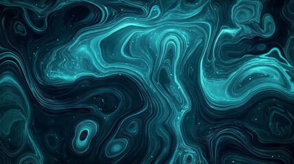 Obraz premium Mystical Turquoise Waves Swirling in Deep Cosmic Space, Creating an Enchanting Visual Dance of Colors and Forms
