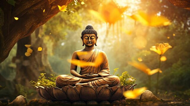 Siddhartha Gautama Enlightenment under the Bodhi tree Buddha's enlightenment under the Bodhi tree, bright background