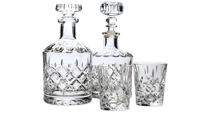 Crystal Decanter Set on transparent background PNG.