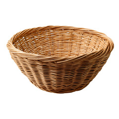 Empty Wicker Basket Isolated Black Background