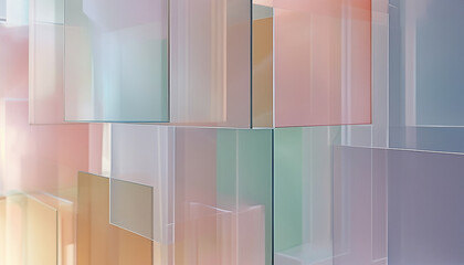 Fototapeta premium Abstract background of pastel colored glass blocks. Modern, geometric, and minimalist design. Ideal for presentations, websites, or branding.