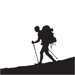 Hiking man Silhouettes. hiker with rucksacks and backpack silhouette.