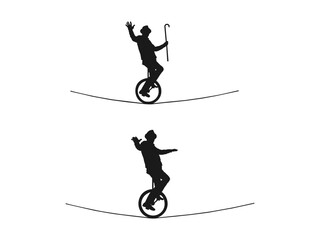 a man on a unicycle icon. Elements of sportsman icon. Group of Person Riding Unicycle silhouette. Vector illustration. Flat icons for logo, symbol, label, and sticker. Isolated on a white background. © ultra designer
