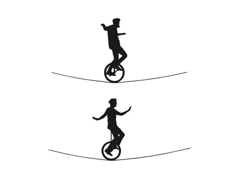 recommend clip art: a man on a unicycle icon. Elements of sportsman icon. Group of Person Riding Unicycle silhouette. Vector illustration. Flat icons for logo, symbol, label, and sticker. Isolated on a white background.