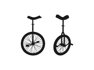 Unicycle Silhouette Icon for Circus and Sports. Cirque unicycle silhouette, Unicycle silhouette, Riding unicycle vectors. Flat icons for logo, symbol, label, and sticker. Isolated on white background. © ultra designer