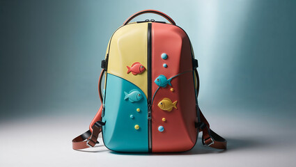 old red suitcase.illustration of a bag with a cap