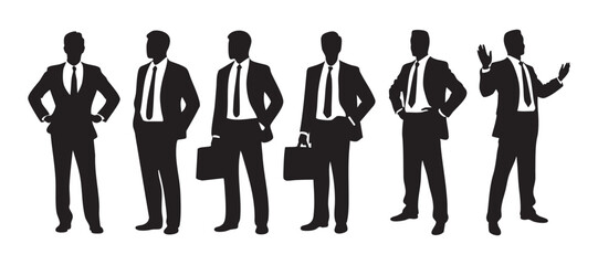 Professional Businessmen Silhouettes in Various Poses