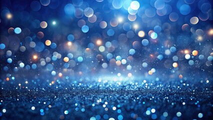 Fototapeta premium Abstract Blue Glitter Background with Bokeh Lights and Sparkles