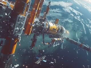 Space exploration mission low earth orbit digital art cosmic environment aerial view futuristic concepts for seo impact