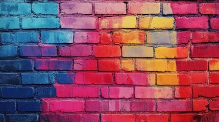 Fototapeta premium Colorful seamless abstract brick wall background with gradient hues ideal for adding text or graphic overlays