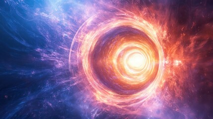 Cosmic Vortex NebulaFiery Spiral Galaxy in Deep Space; Celestial Energy Swirl, Bright Star Tunnel