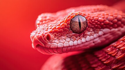 Obraz premium Close-up of a Vibrant Red Snake with Unique Scales and Eye Detail