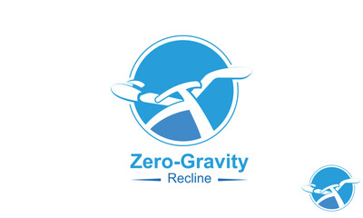 Zero-Gravity Recline Chair Logo Design Template.  In extreme reclined position for zero gravity experience and massage therapy. With Shiatsu, Tapping and Kneading massage.