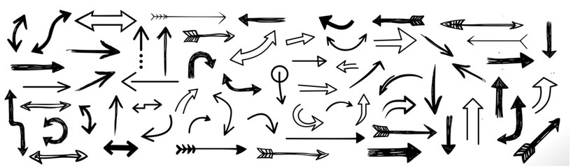 vector doodle arrows set on white background. arrows for infographic, presentation, direction, design etc use. 