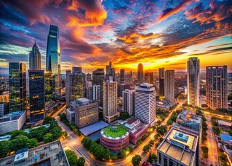 Fototapeta premium Dynamic Panoramic Cityscape Slideshow Background Featuring Modern Architecture, Urban Landscape, Vibrant Skyline, and Night Lights for Stunning Visual Presentations