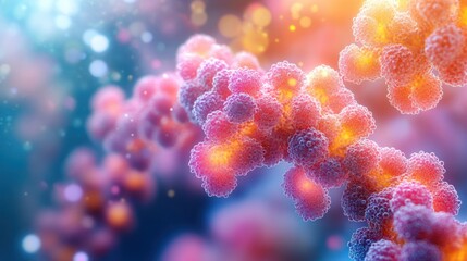 Microscopic View of DNA Double Helix Structure: A Colorful and Detailed Rendering of Genetic Material