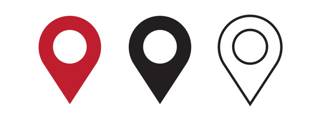 Set of Pin Icon, Vector Pin, Map, Location, Address. editable lines