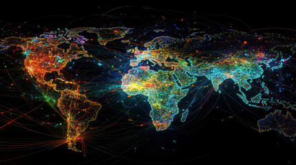 Obraz premium Colorful abstract representation of global network with lights