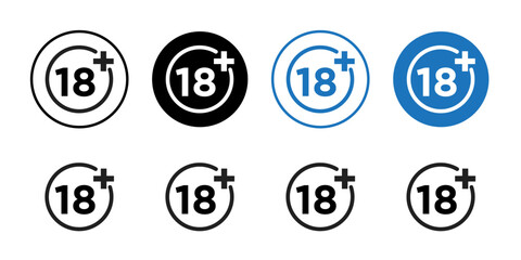 18 Plus icon Thin line art collection