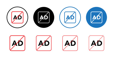 Ad blocker icon Thin line art collection