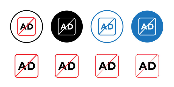 Ad blocker icon Thin line art collection