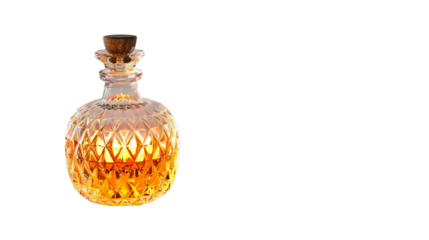 Crystal Decanter with Soft Glow on transparent background PNG.