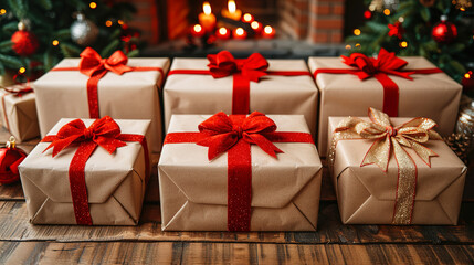 Xmas Decorated Present Gifts on Home for family and Friends