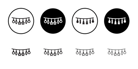 Christmas light icon Thin line art collection