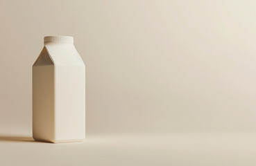 This matte finish milk carton sits elegantly on a soft backdrop, showcasing its clean lines and simple design, ideal for brand presentations or artistic displays