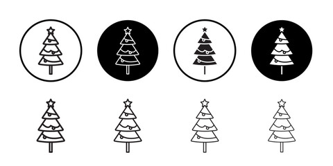Christmas tree icon Thin line art collection