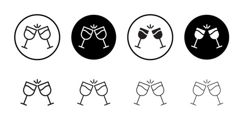 Clinking glasses icon Thin line art collection