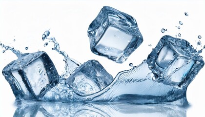 Obraz premium Dynamic Falling Ice Cube: Captured in Stunning Clarity