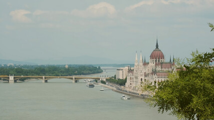 Budapest city and Hungarian Parliament building on Danube