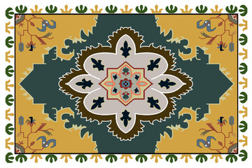Fototapeta premium Folk art and Floral design Carpet with modern Pattern and texture having trending colors in high resolution 