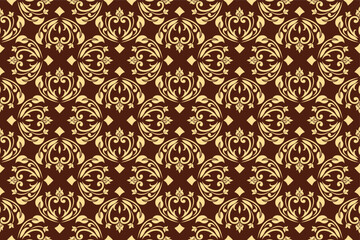 Wallpaper in Baroque style, damask. A seamless vector background. Gold and Brown Floral ornament.