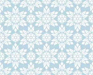 Abstract floral pattern. A seamless vector background. Blue and white texture. Graphic modern pattern.