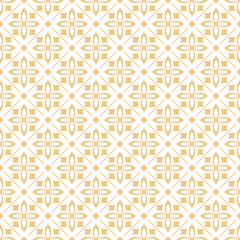 Floral seamless pattern with baroque style ornament. Modern stylish texture. Gold and white. Repeating vector background.