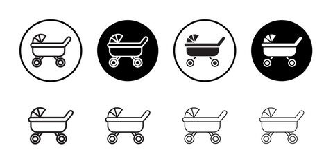 Jogging stroller icon Thin line art collection