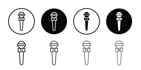 Microphone press icon Thin line art collection