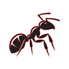 Ant silhouette vector on white background