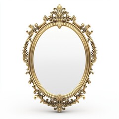 Ornate Gold Frame Antique Mirror with Intricate Baroque Design and Empty Reflection