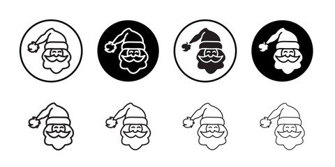 Naklejka premium Santa claus face icon Thin line art collection